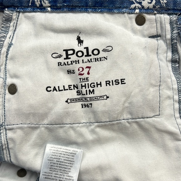 Polo Ralph Lauren Callen High Rise Slim Blue Jeans Floral Print Sz: 27R - Picture 9 of 16